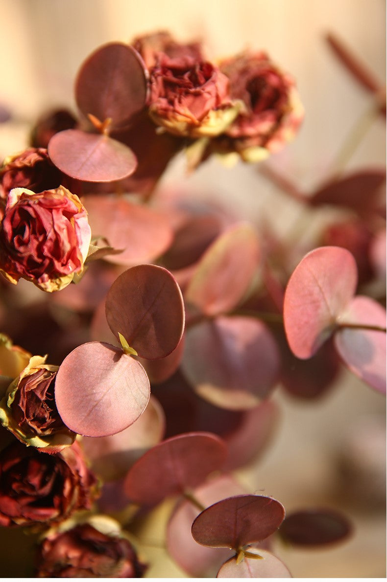 Venta al por mayor de hojas artificiales de tallos de eucalipto de 19 "a granel