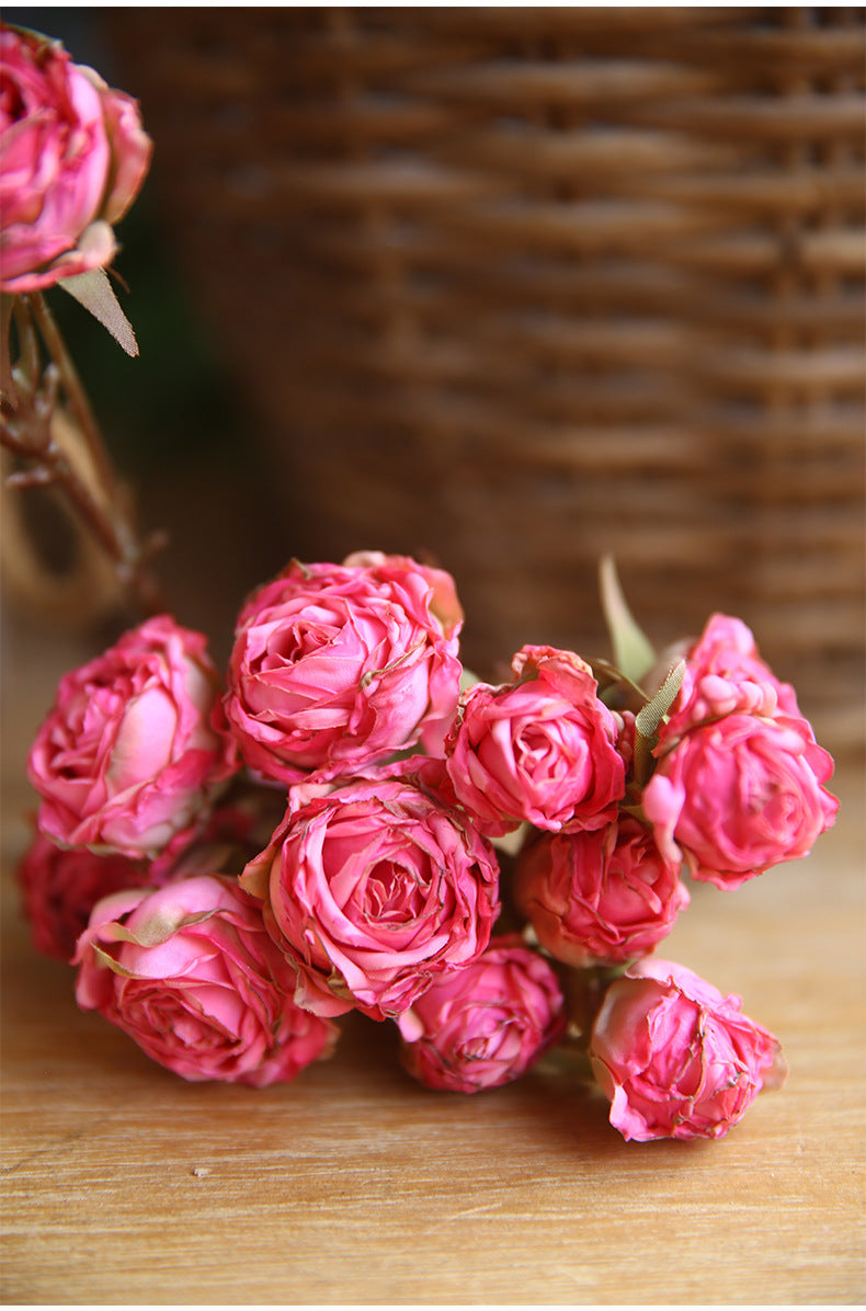 Tiges de roses brûlées en vrac de 20 pouces Fleurs en soie Arrangement artificiel d'automne Décoration en gros 