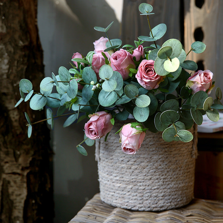 Venta al por mayor de hojas artificiales de tallos de eucalipto de 19 "a granel