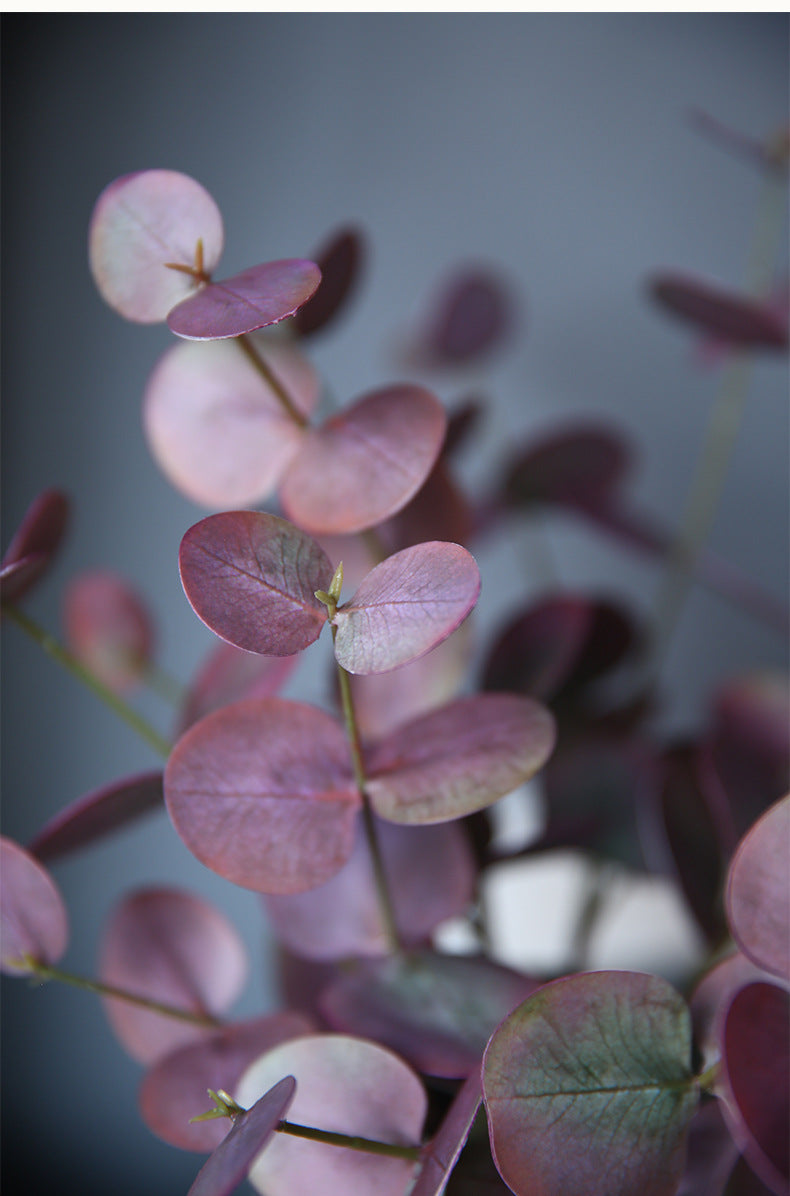 Venta al por mayor de hojas artificiales de tallos de eucalipto de 19 "a granel