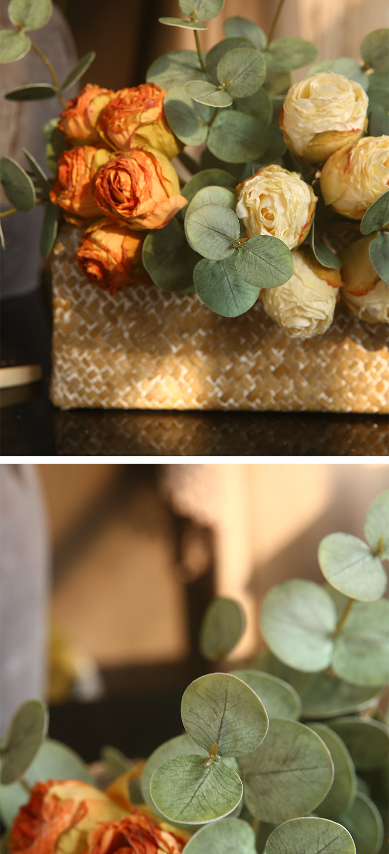 Venta al por mayor de hojas artificiales de tallos de eucalipto de 19 "a granel