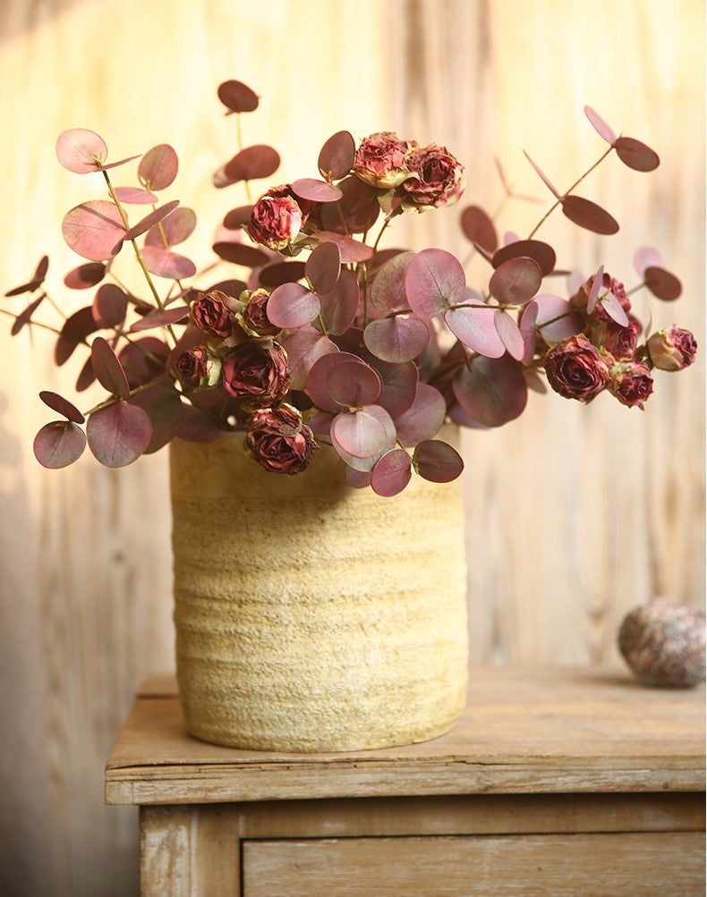 Venta al por mayor de hojas artificiales de tallos de eucalipto de 19 "a granel