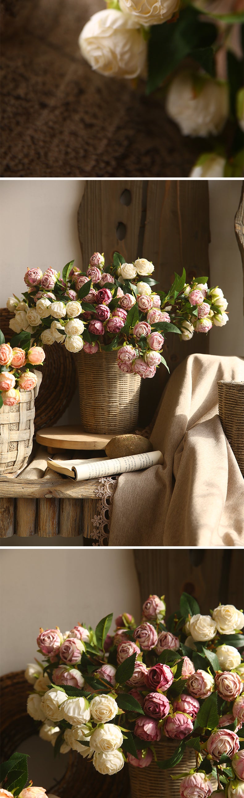 Boutons de roses en vrac de 20 pouces à longues tiges Fleurs artificielles en soie en gros 
