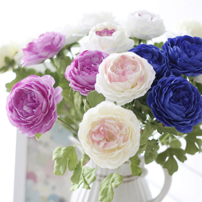 A granel, 17 ", Ranunculus Artificial, ranúnculo persa, flores, tallo, venta al por mayor