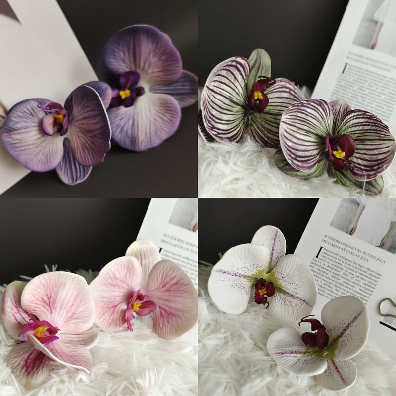Bulk 24Pcs Ultra Realistic Touch Artificial Phalaenopsis Orchid Heads for Cake Flowers Wholesale
