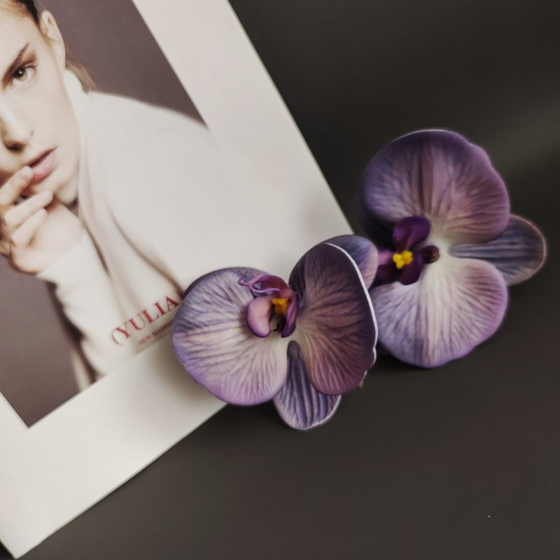 Bulk 24Pcs Ultra Realistic Touch Artificial Phalaenopsis Orchid Heads for Cake Flowers Wholesale