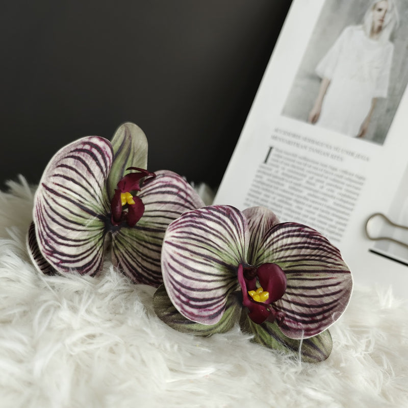 Bulk 24Pcs Ultra Realistic Touch Artificial Phalaenopsis Orchid Heads for Cake Flowers Wholesale