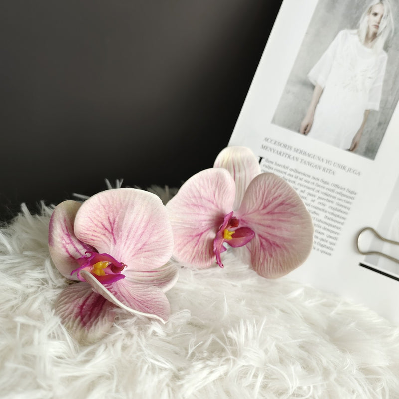 Bulk 24Pcs Ultra Realistic Touch Artificial Phalaenopsis Orchid Heads for Cake Flowers Wholesale