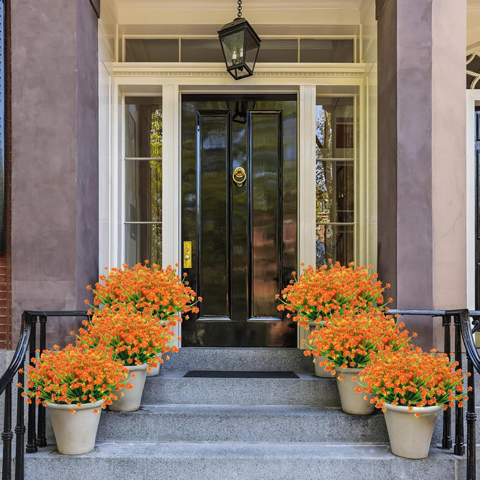 A granel 8 paquetes de flores artificiales para exteriores Arbustos de plástico resistentes a los rayos UV Plantas para jardín Boda Granja Decoración interior al aire libre al por mayor 