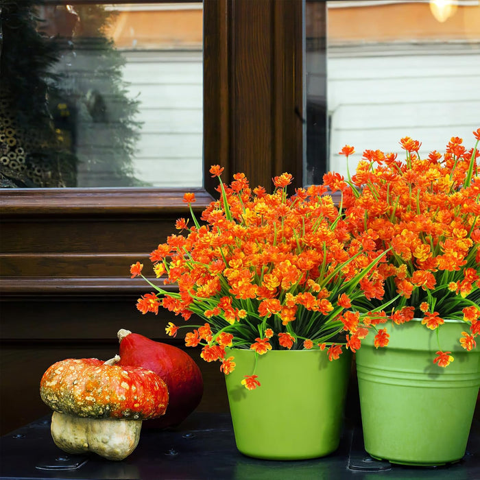 A granel 8 paquetes de flores artificiales para exteriores Arbustos de plástico resistentes a los rayos UV Plantas para jardín Boda Granja Decoración interior al aire libre al por mayor 