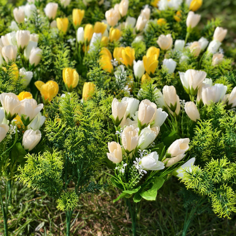 Bulk 24 Bundles 11" Magnolia Buds Faux Spring Plants and Flowers for Outdoors UV Resistant Flowers Wholesale