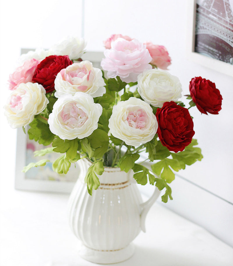 A granel, 17 ", Ranunculus Artificial, ranúnculo persa, flores, tallo, venta al por mayor