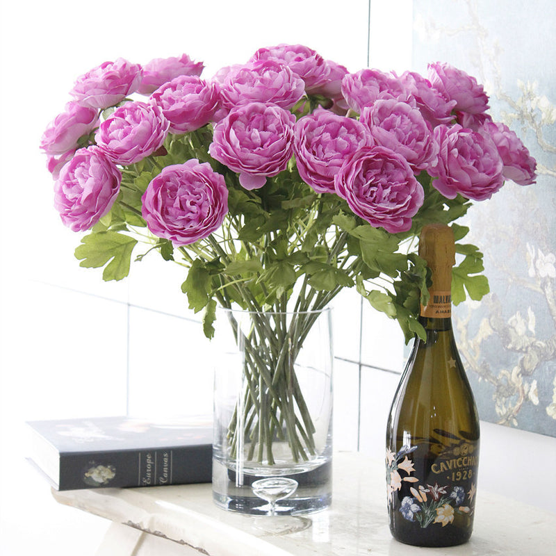 A granel, 17 ", Ranunculus Artificial, ranúnculo persa, flores, tallo, venta al por mayor