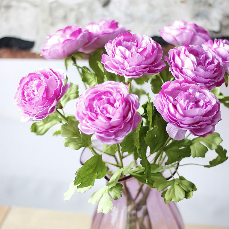 A granel, 17 ", Ranunculus Artificial, ranúnculo persa, flores, tallo, venta al por mayor