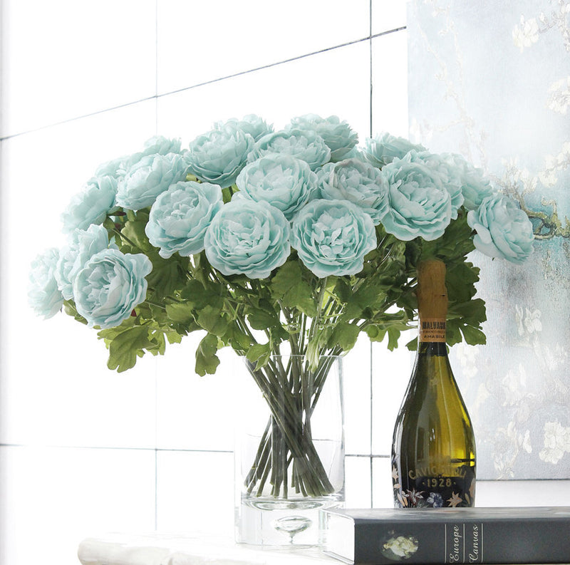 A granel, 17 ", Ranunculus Artificial, ranúnculo persa, flores, tallo, venta al por mayor