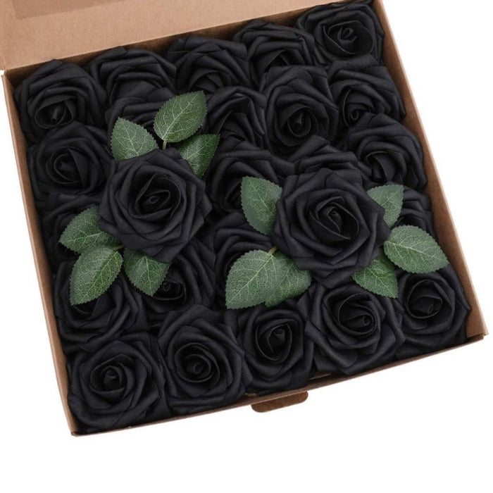 Bulk 25Pcs Rose Heads Artificial Flowers Box Set with Detachable Stems for DIY Wedding Bouquets Floral Arrangements Table Centerpieces Home Decorations Wholesale