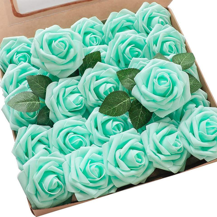 Bulk 25Pcs Rose Heads Artificial Flowers Box Set with Detachable Stems for DIY Wedding Floral Arrangements Centerpieces Wholesale