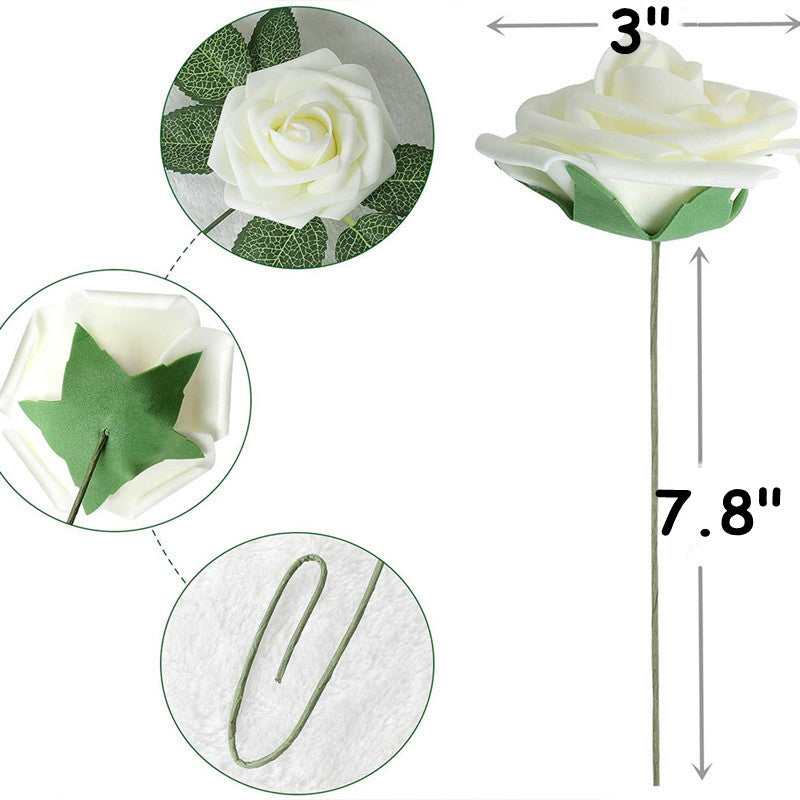 Clearance 25Pcs Artificial Rose with Stems for Wedding Decorations Bridal Shower Party Decorations Whoelsale