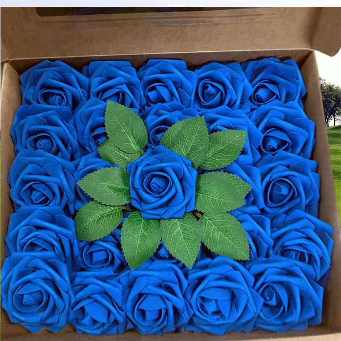 Bulk 25Pcs Rose Heads Flowers Caja de flores artificiales Set con tallos desmontables para bricolaje Ramos de boda Arreglos florales Centros de mesa Decoraciones para el hogar al por mayor