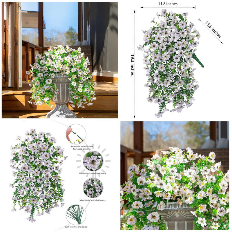 2PCS Realistic Artificial Hanging Flowers - UV & Fade Resistant Outdoor Decor for Porch, Patio & Balcony