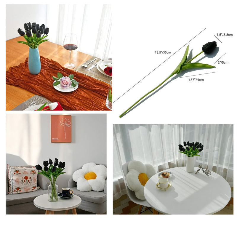 20 Stems Realistic Artificial Tulips - Premium PU Flowers for Wedding & Home Decor 3.5"- Lifelike Feel, Long-Lasting Quality & Great Value