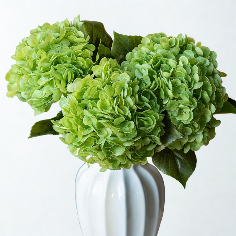 3PCS 22" Realistic Artificial Hydrangeas - Large Silk Flowers with Vivid Dark Blue & Green Colors for Wedding & Home Decor (Luxe Soft Petals, Sturdy Stems)