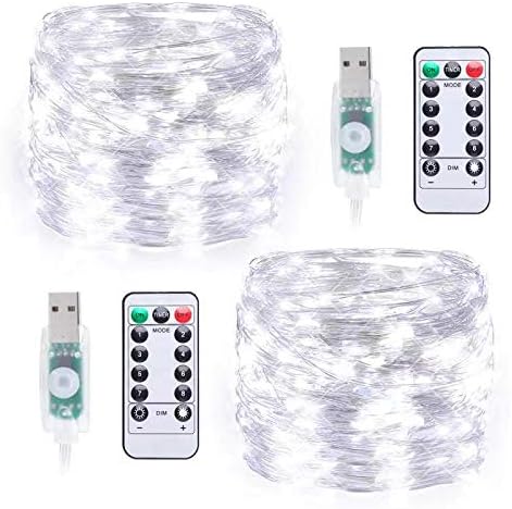 Lot de 2 guirlandes lumineuses à 100 LED de 33 pieds alimentées par USB avec télécommande pour fête de mariage, Noël, vente en gros