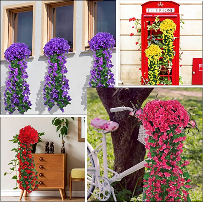 Bulk 2Pcs Faux Hanging Plants Weep Begonia Silk Flowers Garland for Outdoors Wholesale