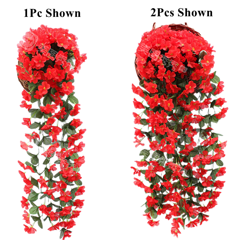 artificial hanging plants with flowers Bulk 2Pcs Faux Hanging Plants Weep Begonia Silk Flowers Garland for Ou — Artificialmerch
