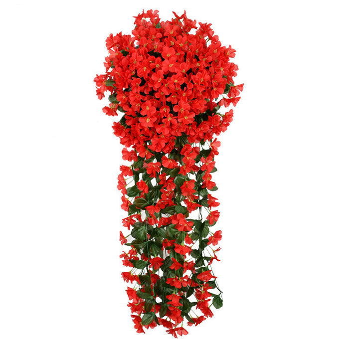 Bulk 2 Pcs Faux Hanging Plants Weep Begonia Silk Flowers Vine Bouquet Garland for Home Garden Wall Wedding Party Indoor Outdoor Decoration Wholesale