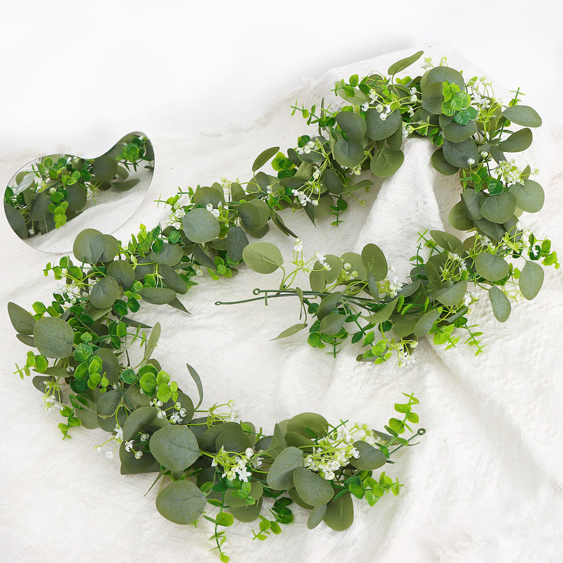 Lot de 2 guirlandes d'eucalyptus artificielles à suspendre pour table de fête, maison, vente en gros