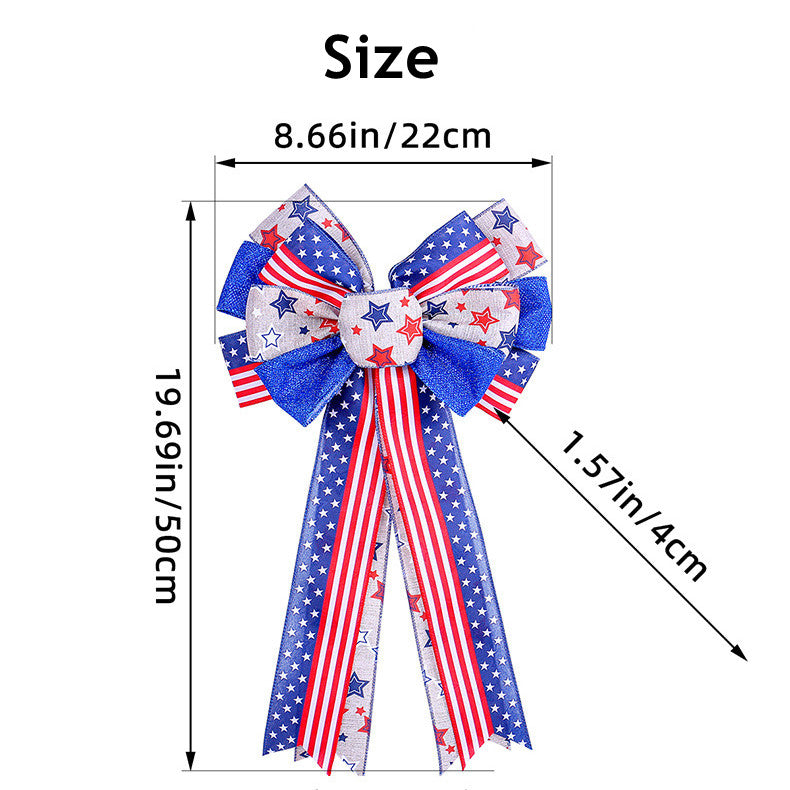 Bulk 2Pcs Patriotic Bow 4th of July Bow Star Burlap Bow for Gift Wrapping Party Decoration Wholesale