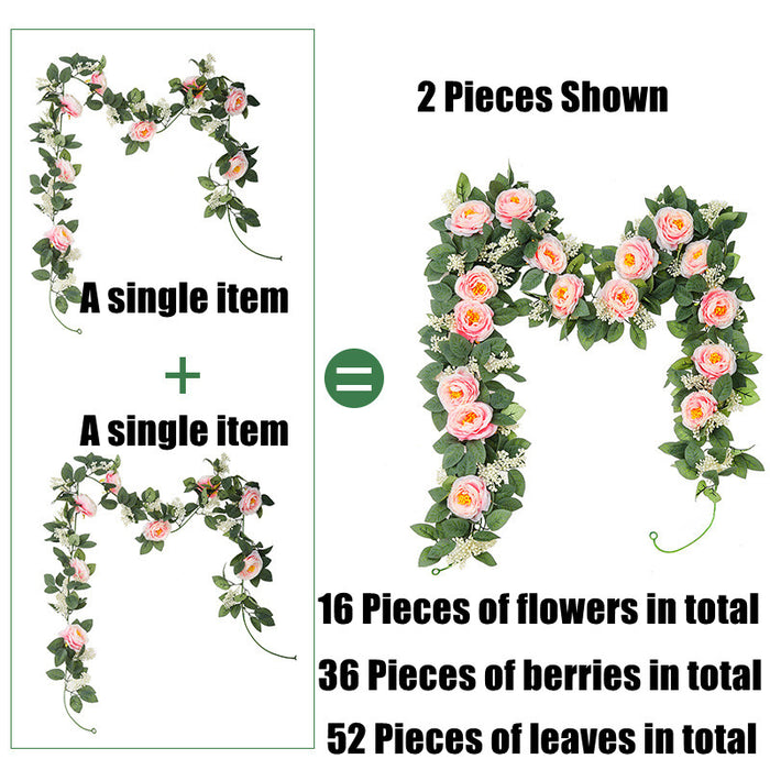 Bulk 2pcs 13 Feet Tall Artificial Eucalyptus Garland With Fake Roses for Wedding Party Room Wholesale