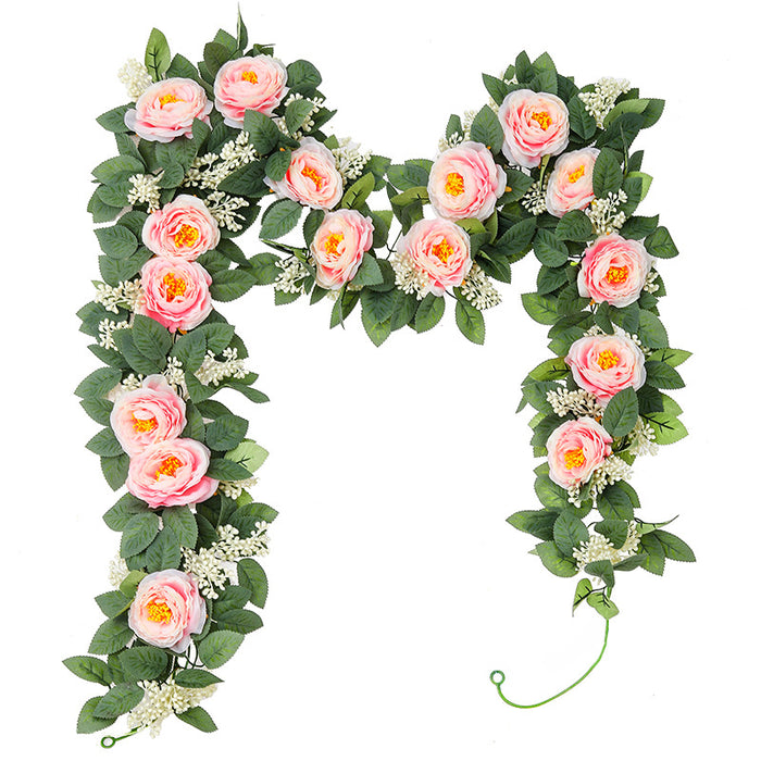 Bulk 2pcs 13 Feet Tall Artificial Eucalyptus Garland With Fake Roses for Wedding Party Room Wholesale