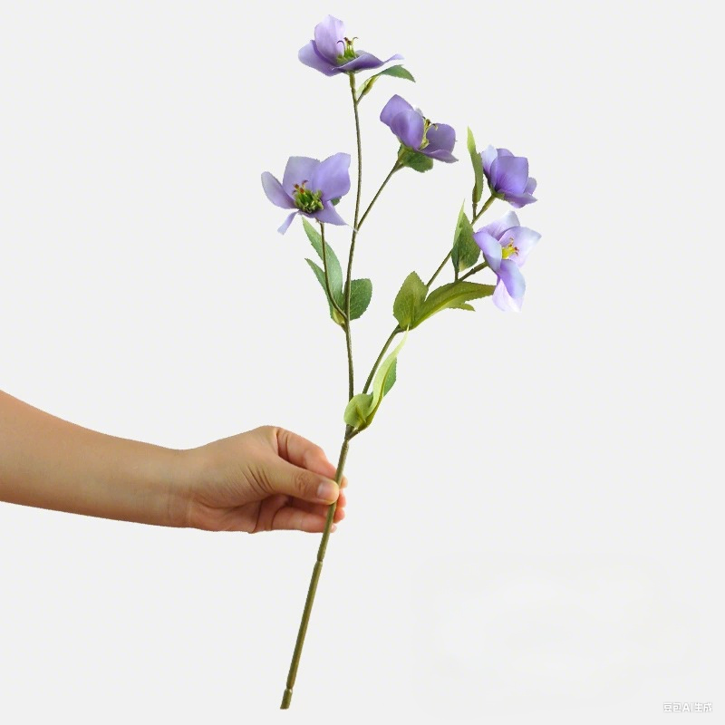 18 Inch Christmas Rose Artificial Flower, Single Stem 5-Head Faux Poinsettia, Realistic Silk Flower for Holiday Decor, Christmas Wreath, Mantel & Table Arrangements