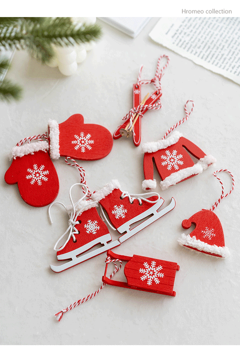 Bulk Christmas Gloves Hat Clothes Pendant Hanging Ornament New Year Party Decor Wholesale
