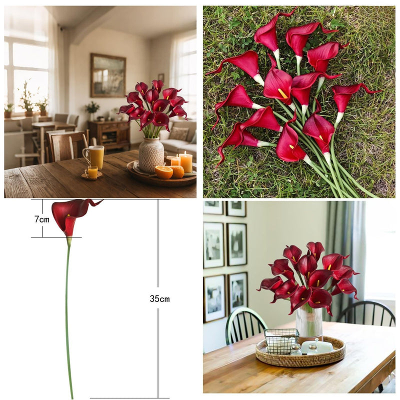 12Pcs Realistic Artificial Calla Lilies - Velvety Teal Blue Flowers for Wedding Bouquets & Home Decor