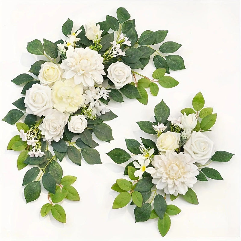 Lot de 2 guirlandes de fleurs pour décoration de mariage, panneau de bienvenue, pour cérémonie, réception, chevalet mural, vente en gros