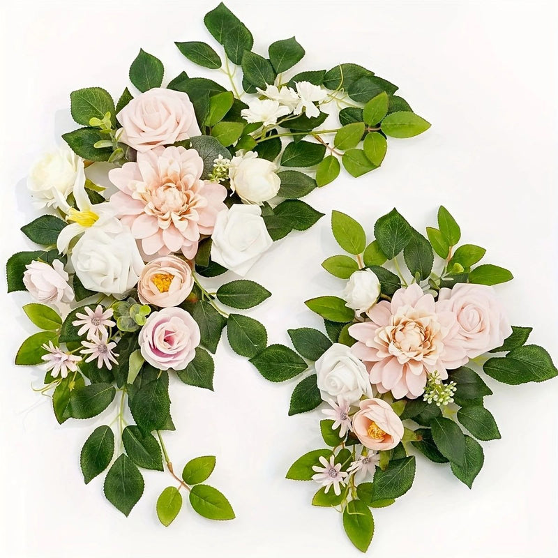 Lot de 2 guirlandes de fleurs pour décoration de mariage, panneau de bienvenue, pour cérémonie, réception, chevalet mural, vente en gros