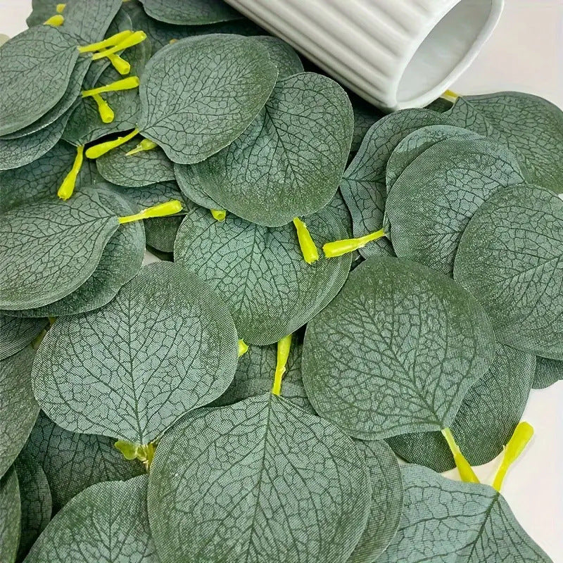 Lot de 300 feuilles d'eucalyptus artificielles pour présentation et emballage de gâteaux, vente en gros