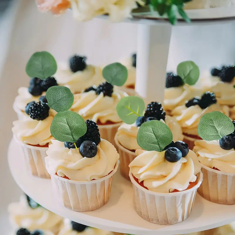 Lot de 300 feuilles d'eucalyptus artificielles pour présentation et emballage de gâteaux, vente en gros