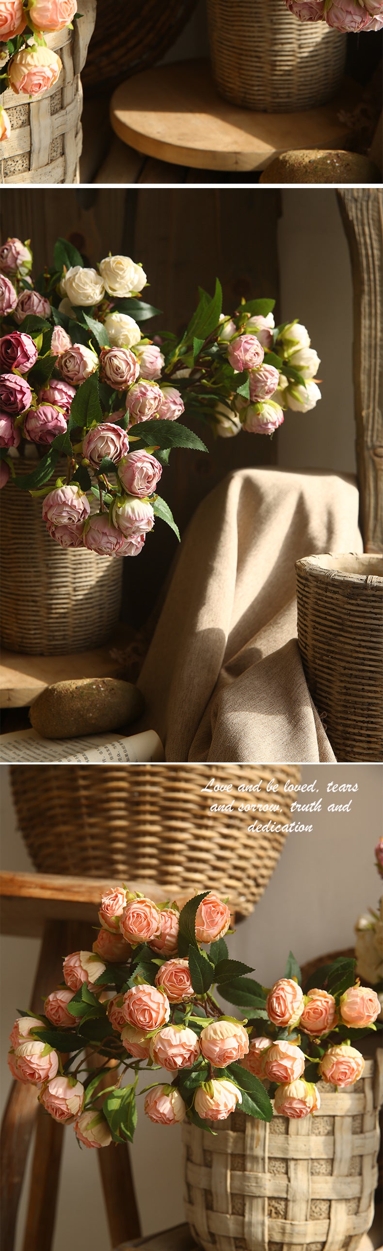 Boutons de roses en vrac de 20 pouces à longues tiges Fleurs artificielles en soie en gros 