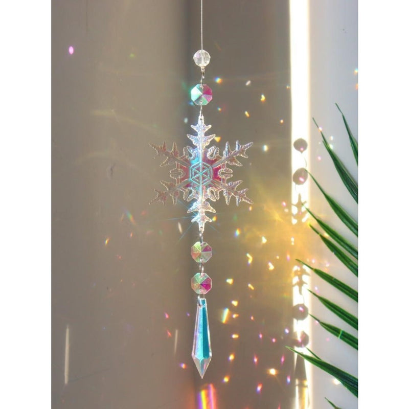 Lot de 3 décorations de Noël en forme de flocon de neige artificiel en cristal transparent à suspendre, vente en gros