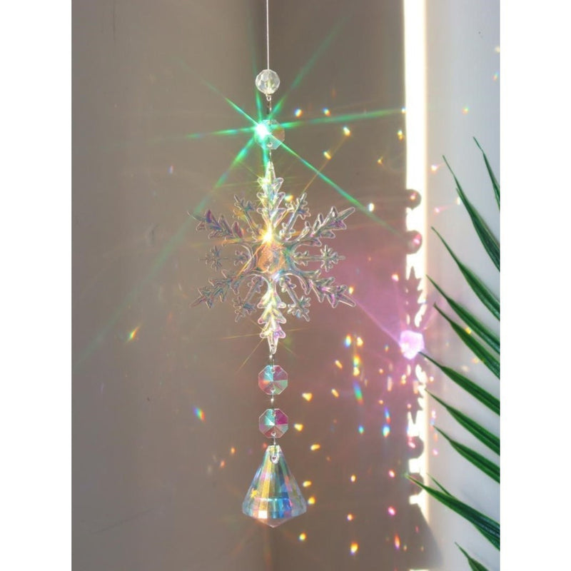 Lot de 3 décorations de Noël en forme de flocon de neige artificiel en cristal transparent à suspendre, vente en gros