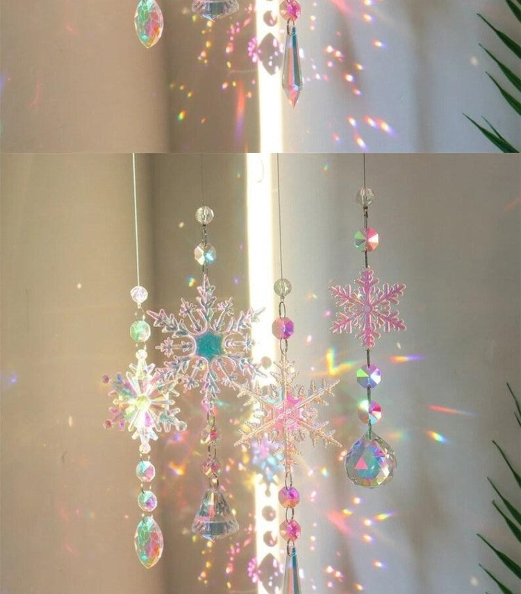 Lot de 3 décorations de Noël en forme de flocon de neige artificiel en cristal transparent à suspendre, vente en gros