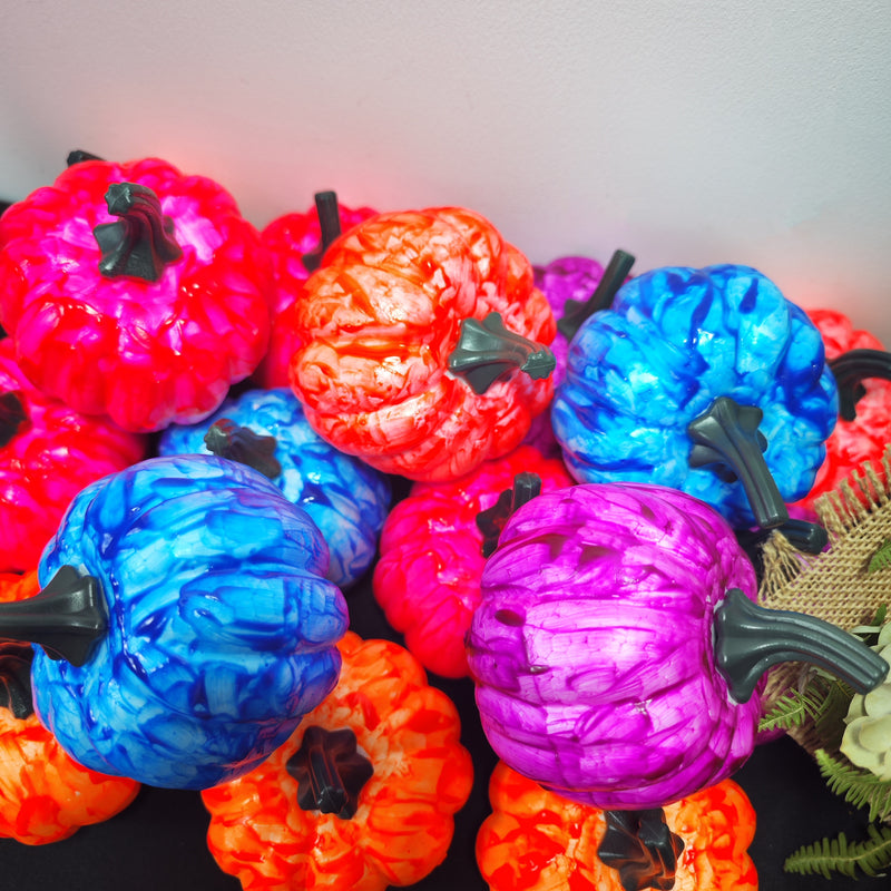 Lot de 3 citrouilles en mousse faites à la main, exclusives, qui brillent dans le noir, décoration de centre de table, vente en gros