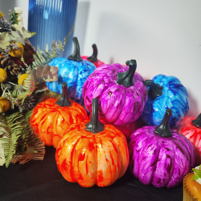 Lot de 3 citrouilles en mousse faites à la main, exclusives, qui brillent dans le noir, décoration de centre de table, vente en gros