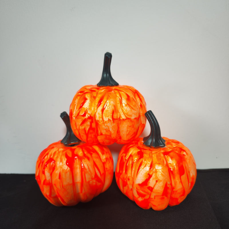 Lot de 3 citrouilles en mousse faites à la main, exclusives, qui brillent dans le noir, décoration de centre de table, vente en gros