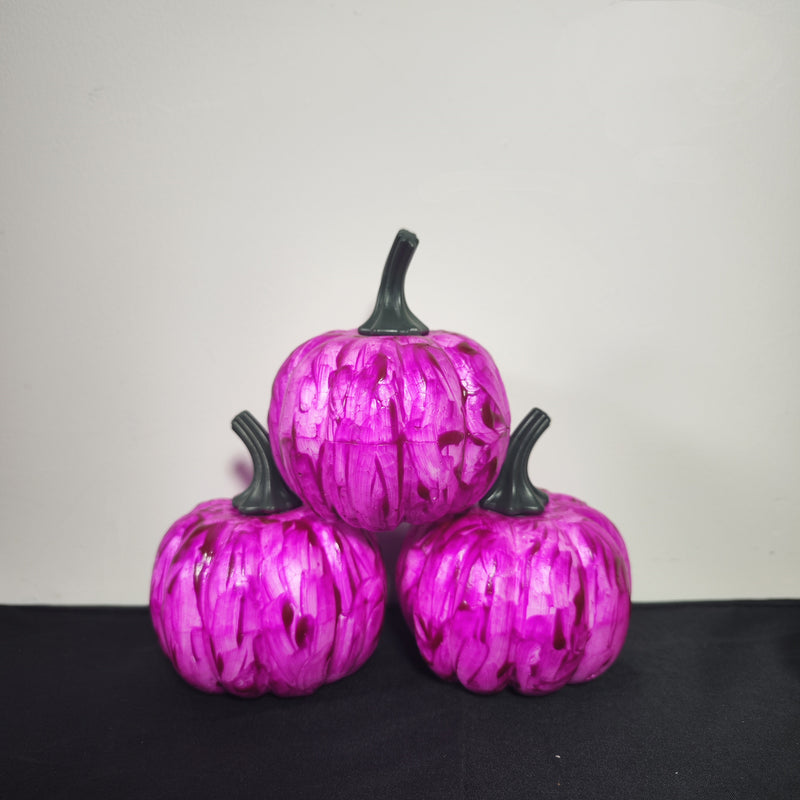 Lot de 3 citrouilles en mousse faites à la main, exclusives, qui brillent dans le noir, décoration de centre de table, vente en gros