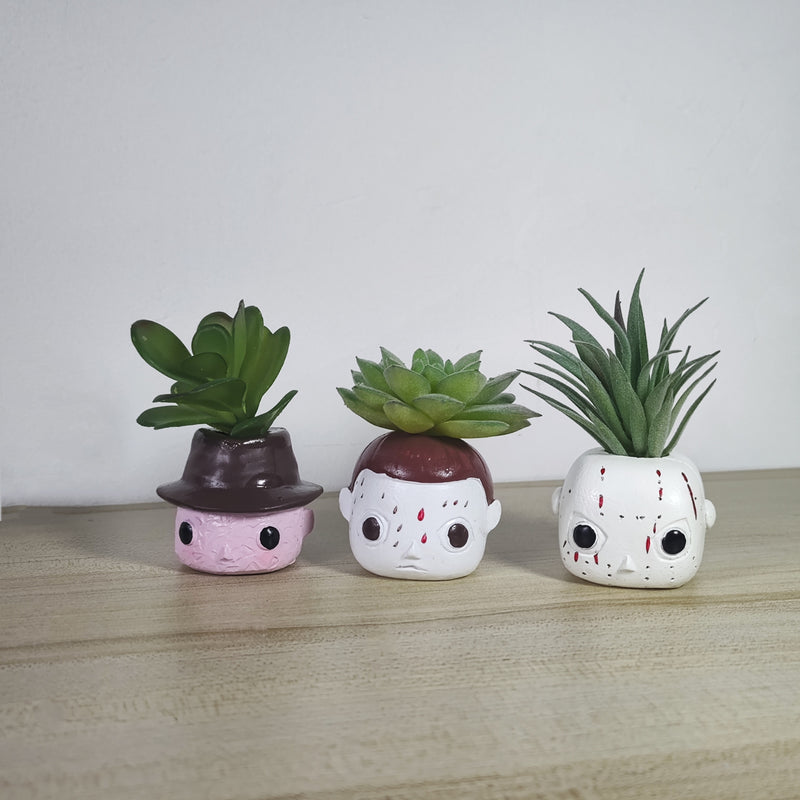 Lot de 3 mini plantes succulentes artificielles en vase pour décoration d'Halloween, cadeaux pour les amoureux des plantes, arrangements en gros